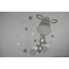 Houten muursticker - Giraf Zazu met sterren/bloemen - oud roze euforie (naam optioneel) (60x60cm)